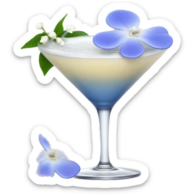Periwinkle cocktail with white flower sticker