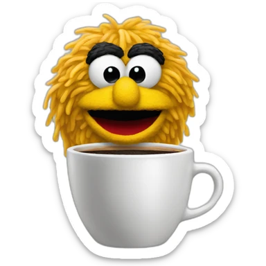 Sesame street with a cup of coffee sticker