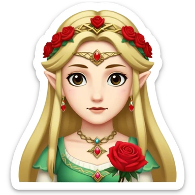 Princess Zelda with a red rose in her hair sticker