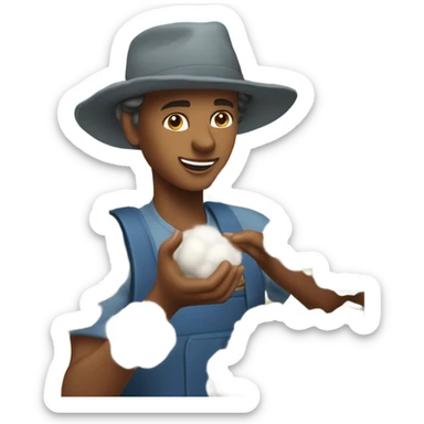 a person grabbing cotton sticker