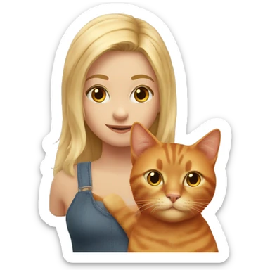 red cat with a girl with blond hair sticker