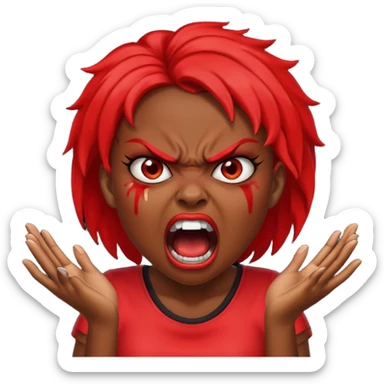 redtsion angry black girl ragebait red face sticker