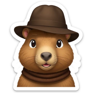 Realistisk Capybara med hat sticker