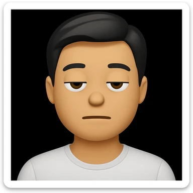 Edit the face of the character in the original emoji style to look bored, with half-closed eyes and a neutral mouth. Maintain the style and colors consistent with the original emoji. sticker