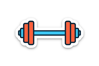 levantamiento de pesas olímpico, barra olímpica y discos, estilo icono colorido con contorno sticker