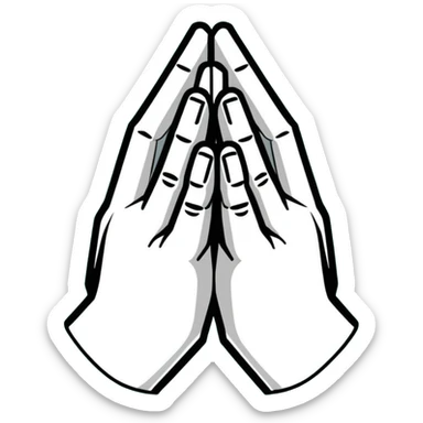 Geometric Maya style prayer hands - thank you for reply, strictly white and deep dark green only, angular sharp lines sticker