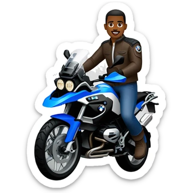 motorcycle bmw gs 1250 black male rider on bike dark hair blue eyes sticker