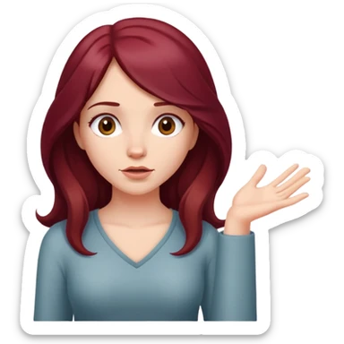 Beautiful long burgundy haired girl, shrugging shoulders sticker