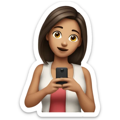 Brunette Girl taking selfie with her phone sticker