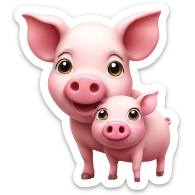 heart with a piglet sticker