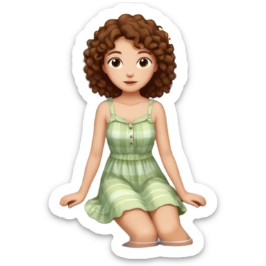 Sexy brown eyes, brown curly hair, white ethnicity half syren resting at shore of a lake in the forest sticker