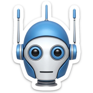 tête de robot cosmonaute bleu et blanc avec une antenne sticker