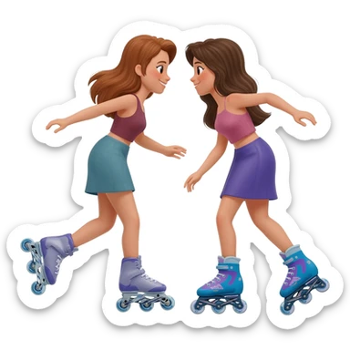 dos amigas en patines de linea sticker