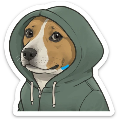 Dog wearing a hoodie  sticker