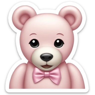 light pink teddy bear with bow  sticker
