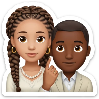lighter black girl with braids w her darkskin man with her visible wedding ring   sticker