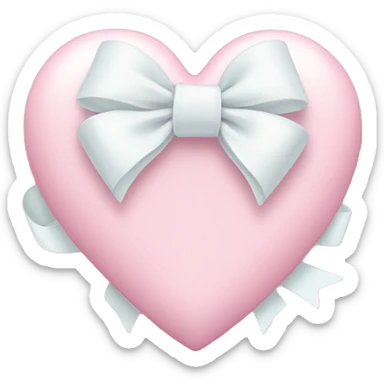 Pastel pink heart with white bow sticker
