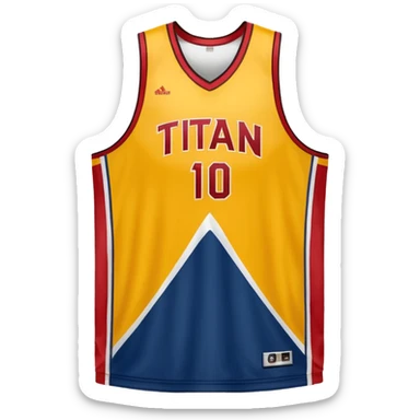 red, yellow, white titan basketball jersey sticker