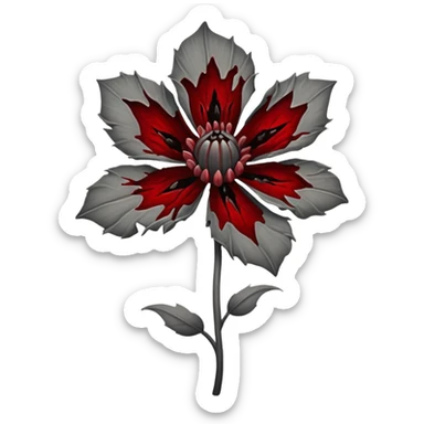 Grey creepy flower with red and blood on inside sticker