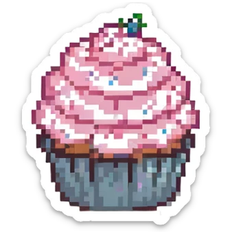 A cupcake with pink icing sticker