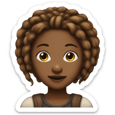 black caramel skin girl emoji with brown dreadlocks   sticker