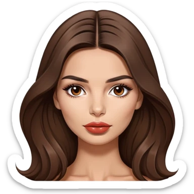 Emily Ratajkowski, model with long brown hair and full lips sticker