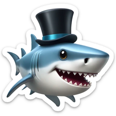 Shark with a top hat sticker