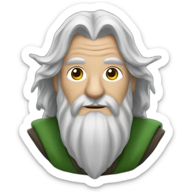 Mago parecido al Gandalf pero con un traje verde y barba negra sticker