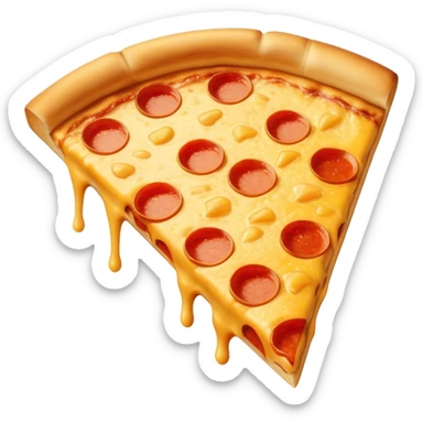 golden pizza slice with shiny gold cheese and crust sticker