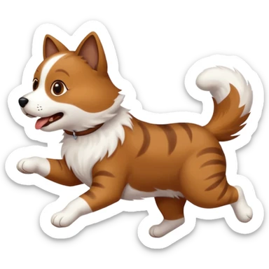 dog chasing cat sticker
