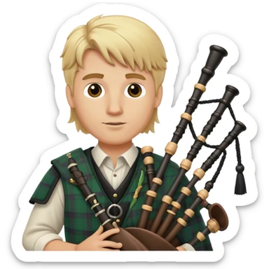 Blonde man with bagpipes sticker