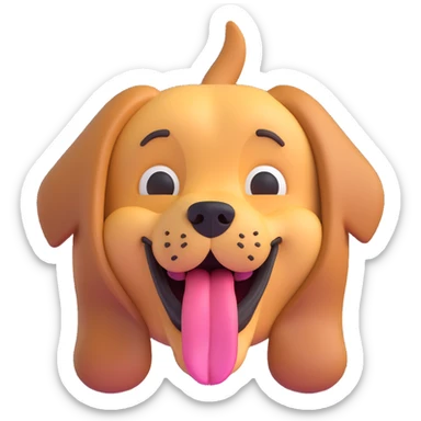 animated 3D emoji of a dog with its tongue out sticker