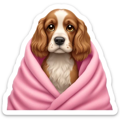Cocker spaniel in a pink blanket sticker
