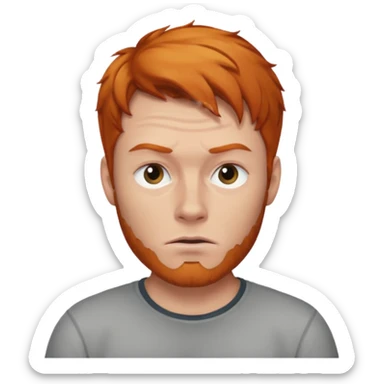 The 🤨 raised eyebrow emoji but with short ginger hair (a man) sticker