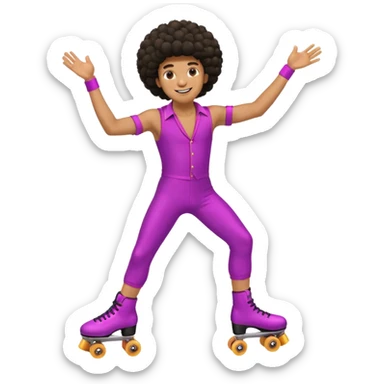 man afro hair disco clothe and roller skate sticker