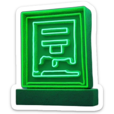 green neon sign in the form of a hieroglyphic 3d sticker