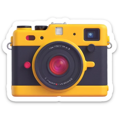 colorful, high quality 3D emoji of a Canon P rangefinder camera, detailed and vibrant sticker