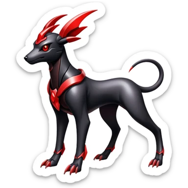Shiny Gothic Exotic Futuristic Houndoom-Genesect-Pokémon-Fakémon-hybrid-creature sticker