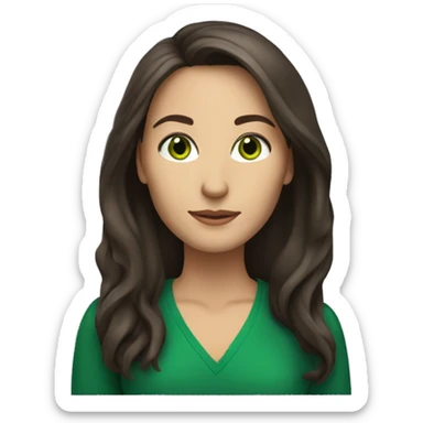brunette medium build 42 year old teacher with green eyes and long hair sticker