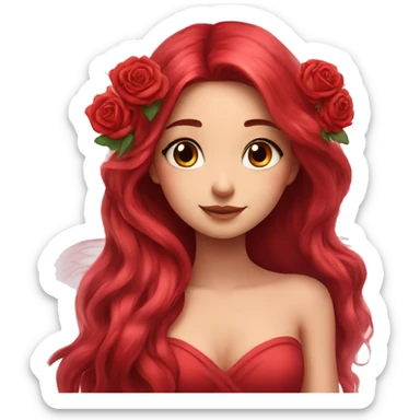 big wings, rose, Beautiful, fairy, red, long hair sticker