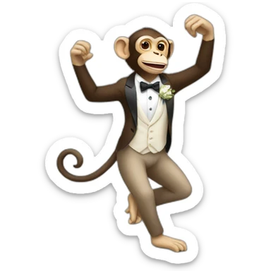 monkey dancing at a wedding sticker