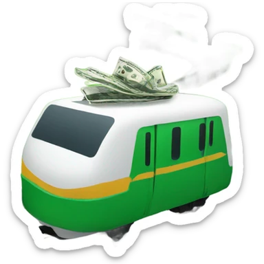 Green train on track with money  sticker