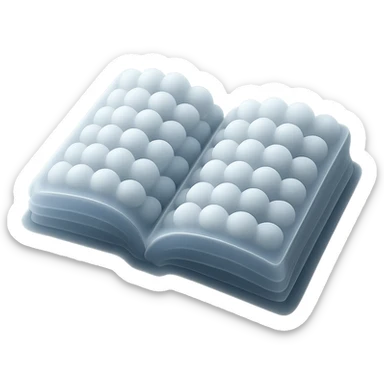 thick open book made entirely of small very bright white fluffy convex clouds, matte glass style sticker