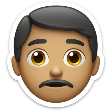 Draw a sad face: downturned eyebrows, dull eyes, frowning mouth. Simple background, natural skin tone, and focus on details that express sadness sticker