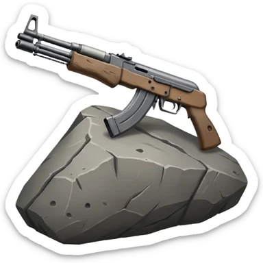 The rock with an ak-47 sticker