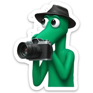 Gumby holding camera sticker