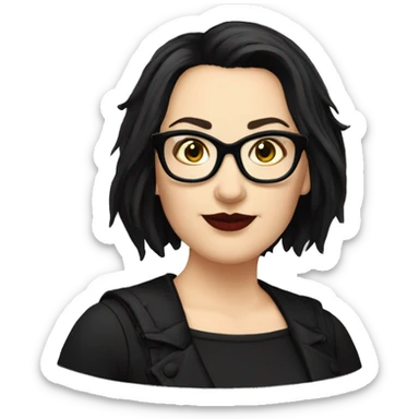 Caucasian-Mum-woman-goth-short-dark-hair-standing-wearing-glasses-plus-size sticker