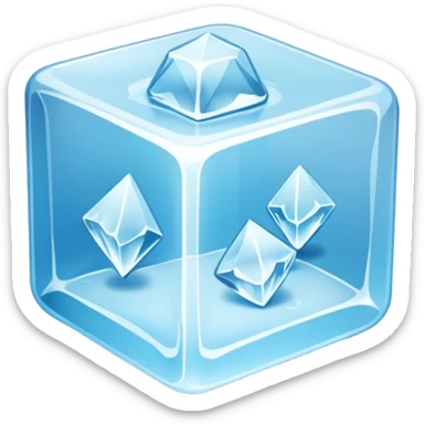 ice cube object icon, crystal clear ice, glossy, small frost details, 3D cartoon, soft shadow, mobile game icon style, centered, clean background, no text, no watermark sticker