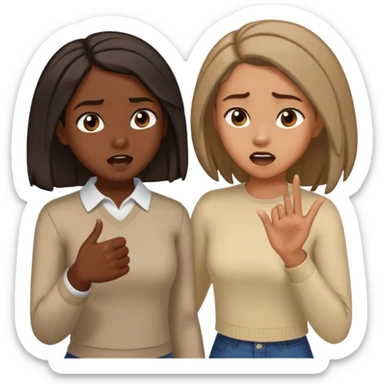 Dark skinned girl with shoulder length twists being yelled at by a brown light skinned girl with dark straightened hair sticker