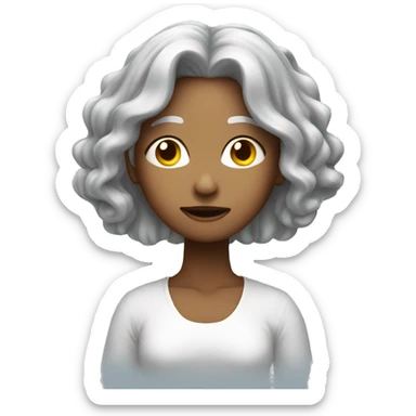 silver hair girl meditating sticker